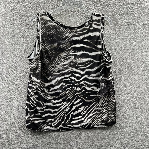 Chicos Womens Top 3 Extra Large Black White Zebra Print Sleeveless‎ Shirt - Picture 2 of 7